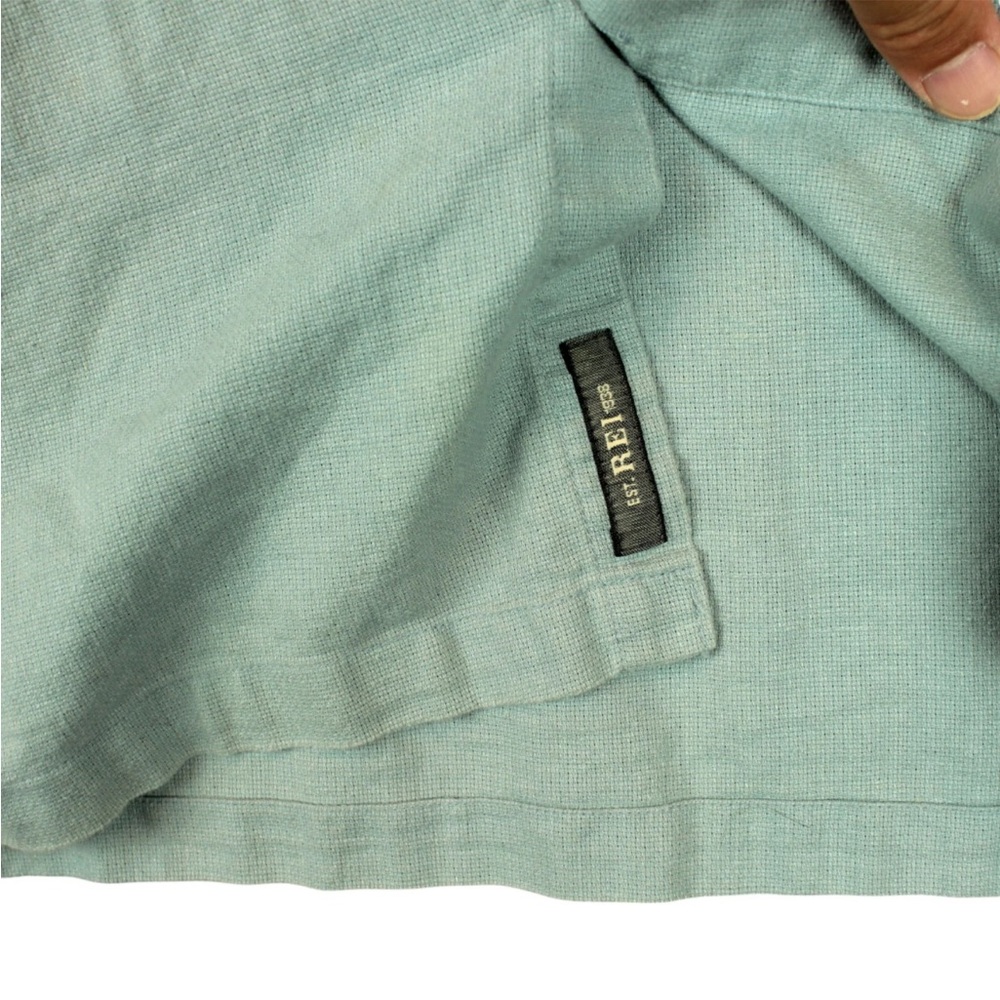 REI Short Sleeve Button Shirt Mens Large Green Front Pocket Outdoors Hemp Blend - Picture 4 of 11